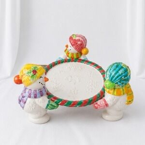 Fitz Floyd Snowman Candle Holder Christmas Ceramic Winter Decor Repaired